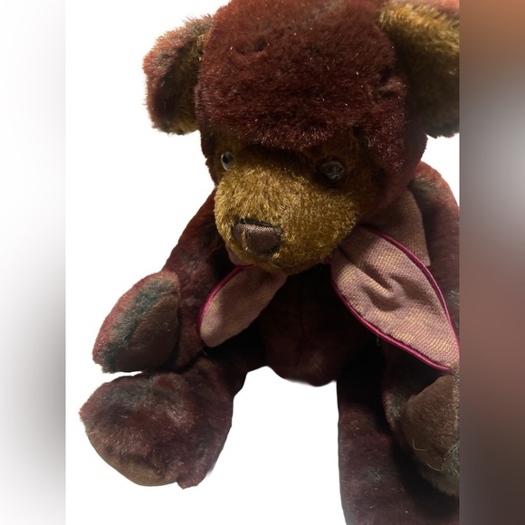 Color RICH Plush Collector Teddy Bear with Bow and Brown eyes SO Cute! - Picture 3 of 12